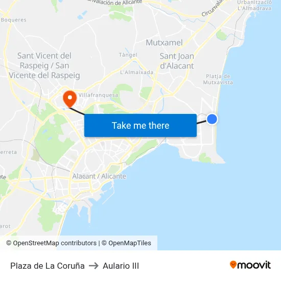 Plaza de La Coruña to Aulario III map