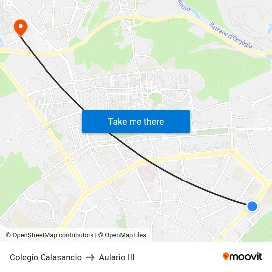 Colegio Calasancio to Aulario III map