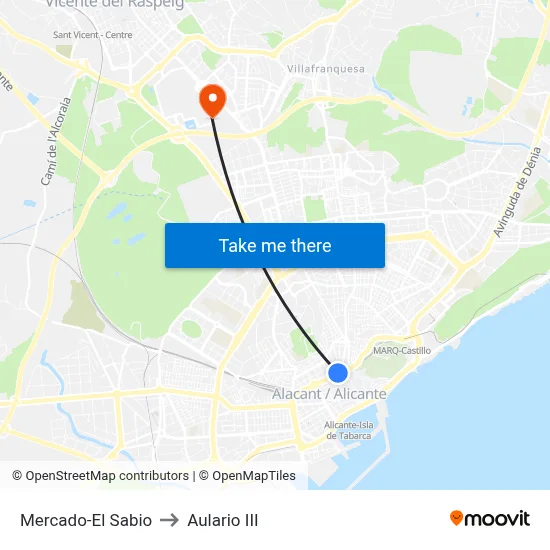Mercado-El Sabio to Aulario III map