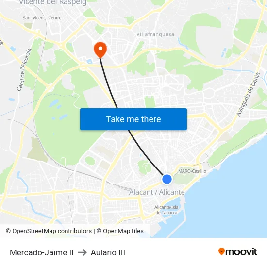 Mercado-Jaime II to Aulario III map