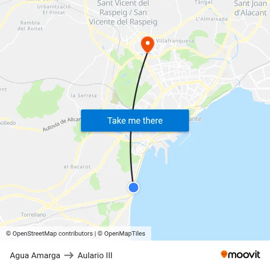 Agua Amarga to Aulario III map