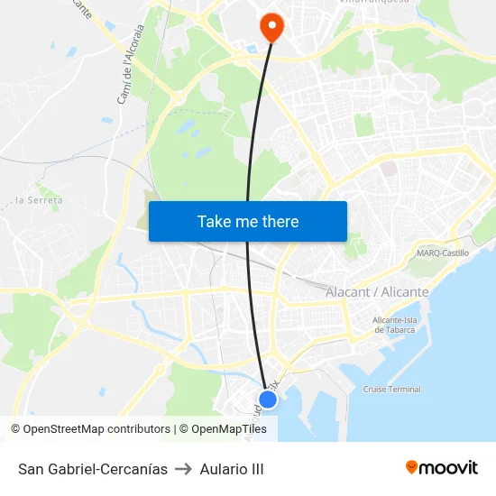 San Gabriel-Cercanías to Aulario III map
