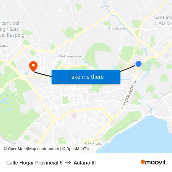 Calle Hogar Provincial  6 to Aulario III map