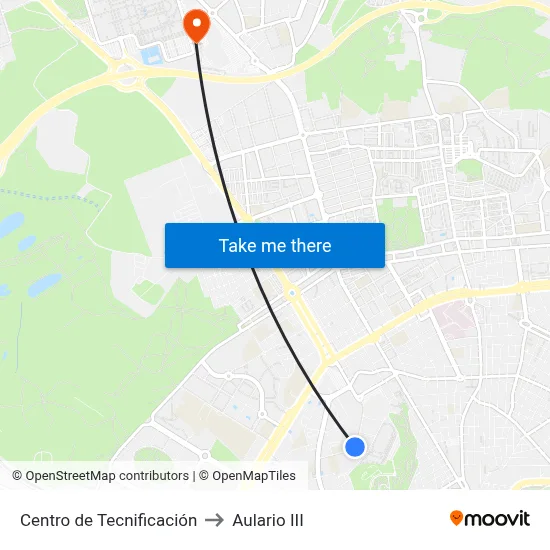 Centro de Tecnificación to Aulario III map