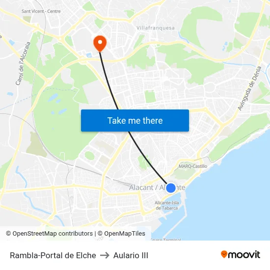 Rambla-Portal de Elche to Aulario III map