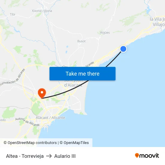 Altea - Torrevieja to Aulario III map