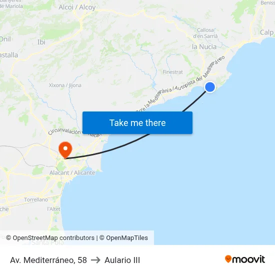 Av. Mediterráneo, 58 to Aulario III map