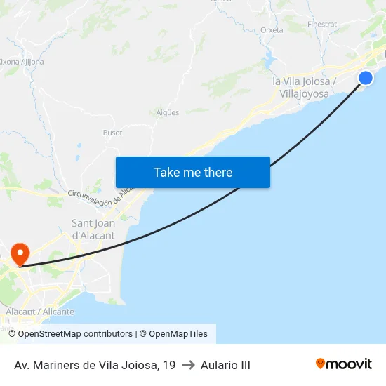 Av. Mariners de Vila Joiosa, 19 to Aulario III map