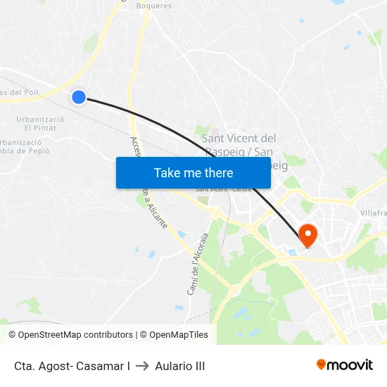 Cta. Agost- Casamar I to Aulario III map