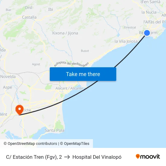 C/ Estación Tren (Fgv), 2 to Hospital Del Vinalopó map