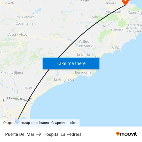 Puerta Del Mar to Hospital La Pedrera map