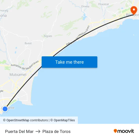 Puerta Del Mar to Plaza de Toros map