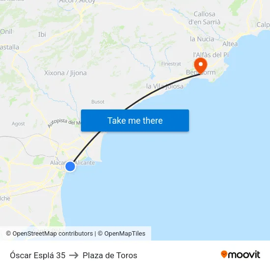Óscar Esplá 35 to Plaza de Toros map