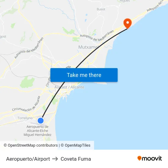 Aeropuerto/Airport to Coveta Fuma map