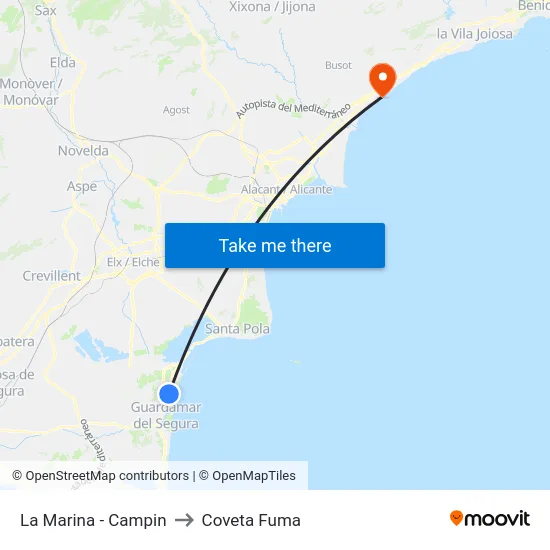 La Marina - Campin to Coveta Fuma map