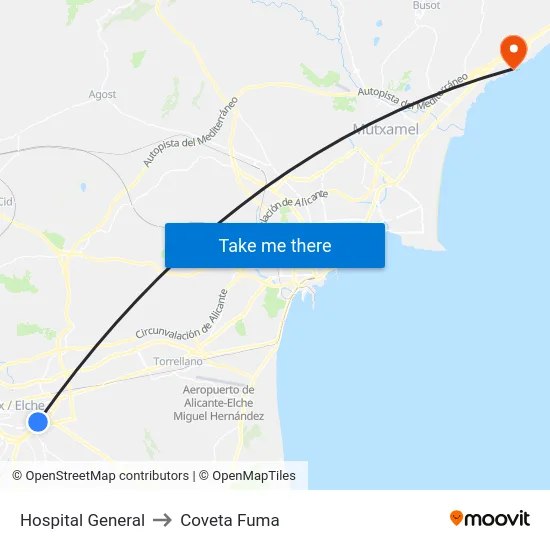 Hospital General to Coveta Fuma map