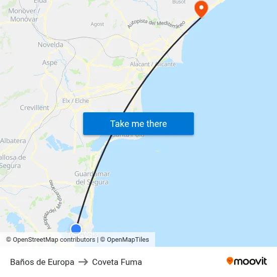 Baños de Europa to Coveta Fuma map