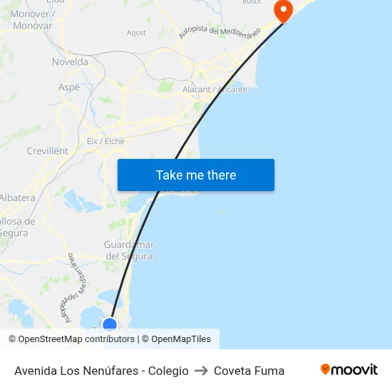Avenida Los Nenúfares - Colegio to Coveta Fuma map