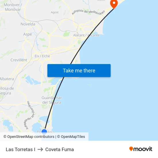 Las Torretas I to Coveta Fuma map