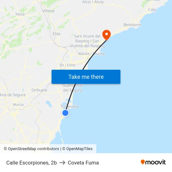 Calle Escorpiones, 2b to Coveta Fuma map