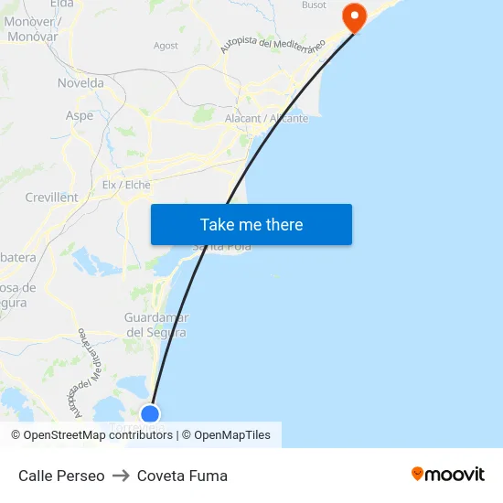 Calle Perseo to Coveta Fuma map