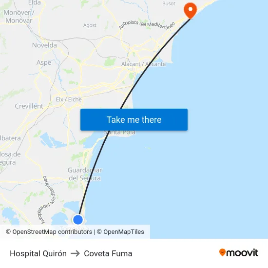 Hospital Quirón to Coveta Fuma map