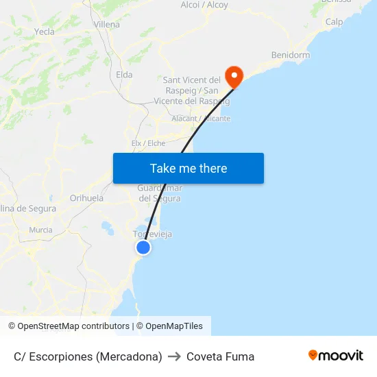 C/ Escorpiones (Mercadona) to Coveta Fuma map