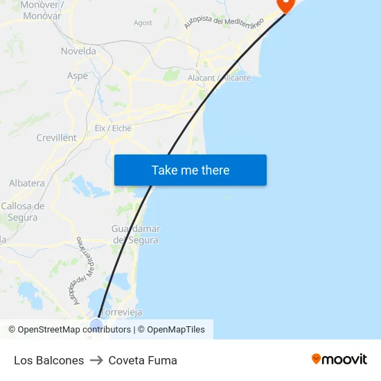 Los Balcones to Coveta Fuma map