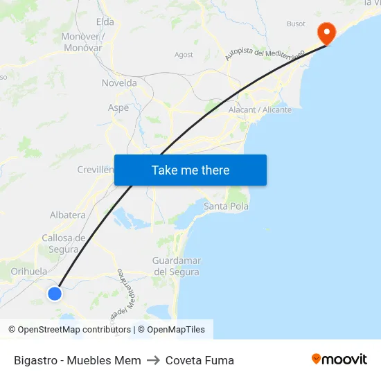 Bigastro - Muebles Mem to Coveta Fuma map