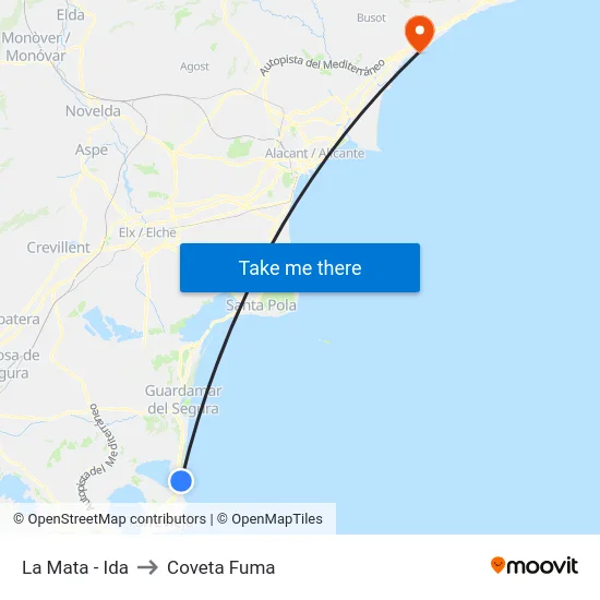 La Mata - Ida to Coveta Fuma map