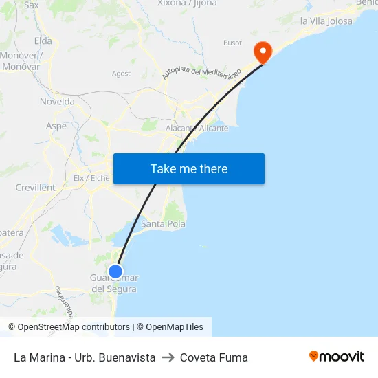 La Marina - Urb. Buenavista to Coveta Fuma map