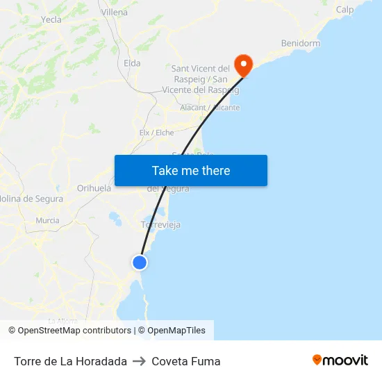 Torre de La Horadada to Coveta Fuma map