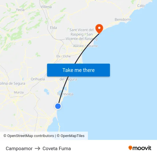 Campoamor to Coveta Fuma map