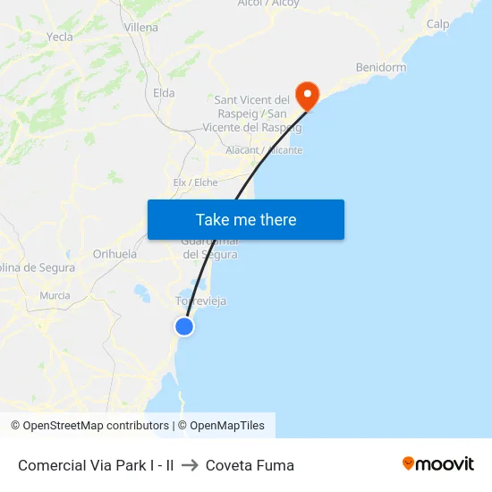 Comercial Via Park I - II to Coveta Fuma map