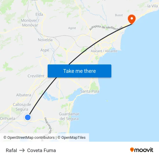 Rafal to Coveta Fuma map