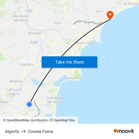 Algorfa to Coveta Fuma map