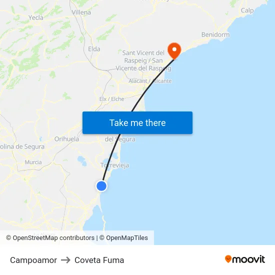 Campoamor to Coveta Fuma map