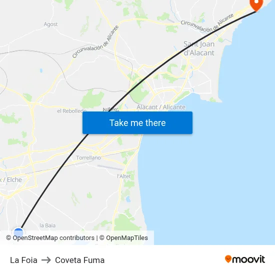 La Foia to Coveta Fuma map