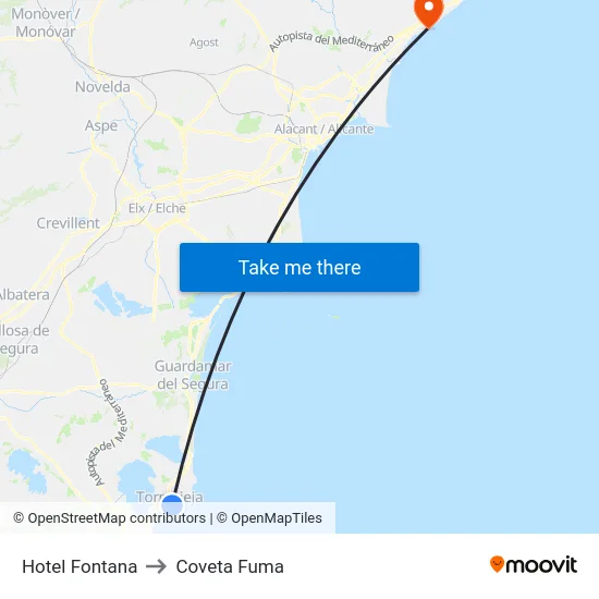 Hotel Fontana to Coveta Fuma map