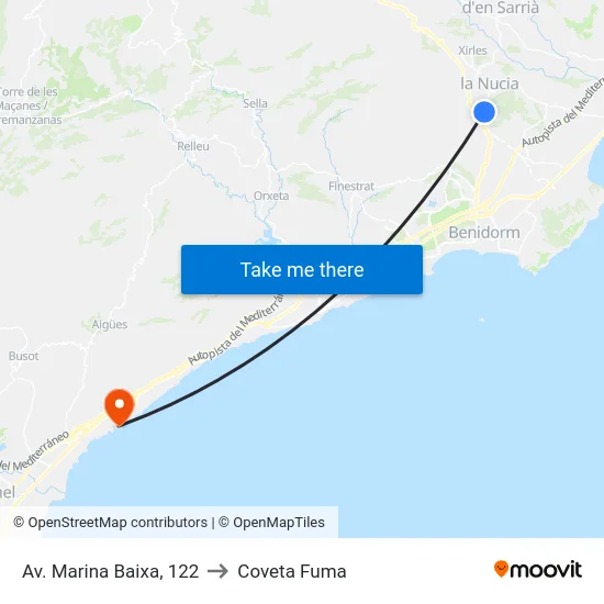Av. Marina Baixa, 122 to Coveta Fuma map