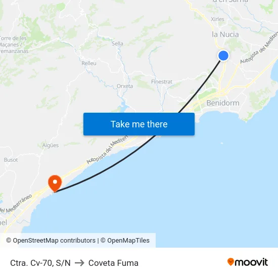 Ctra. Cv-70, S/N to Coveta Fuma map