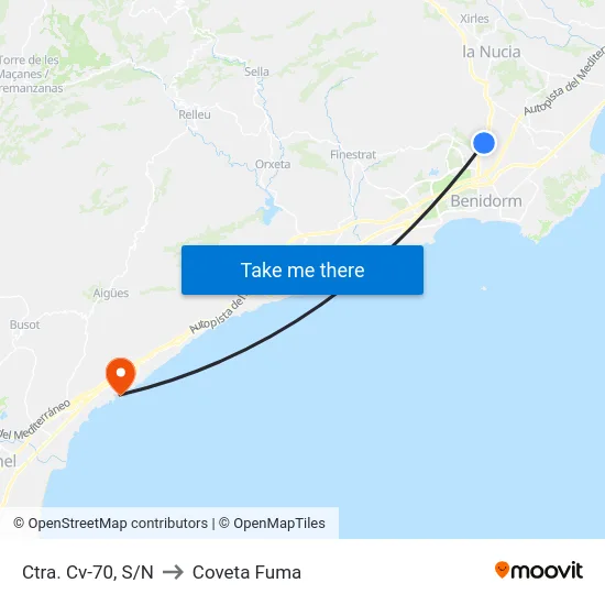 Ctra. Cv-70, S/N to Coveta Fuma map