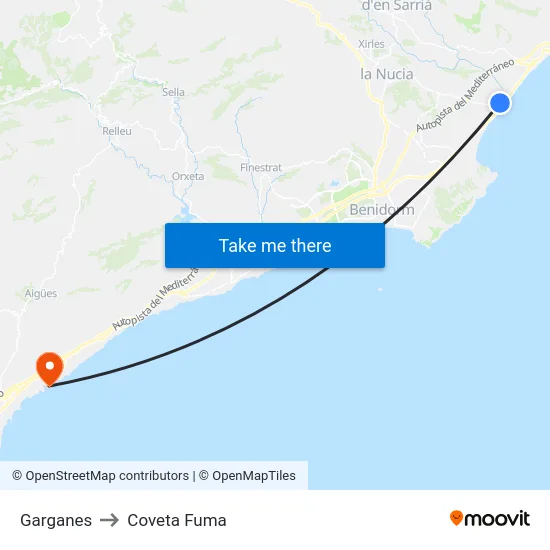 Garganes to Coveta Fuma map