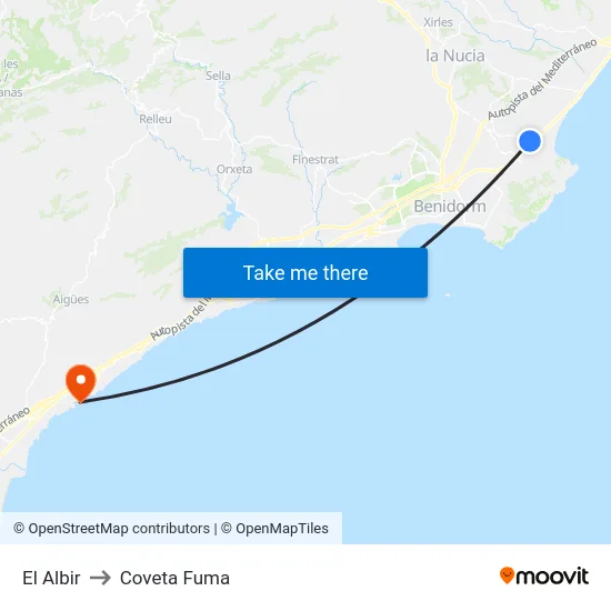 El Albir to Coveta Fuma map