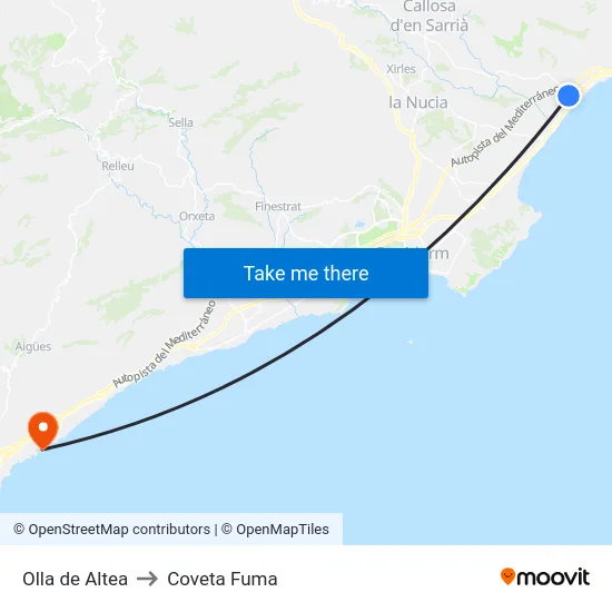 Olla de Altea to Coveta Fuma map