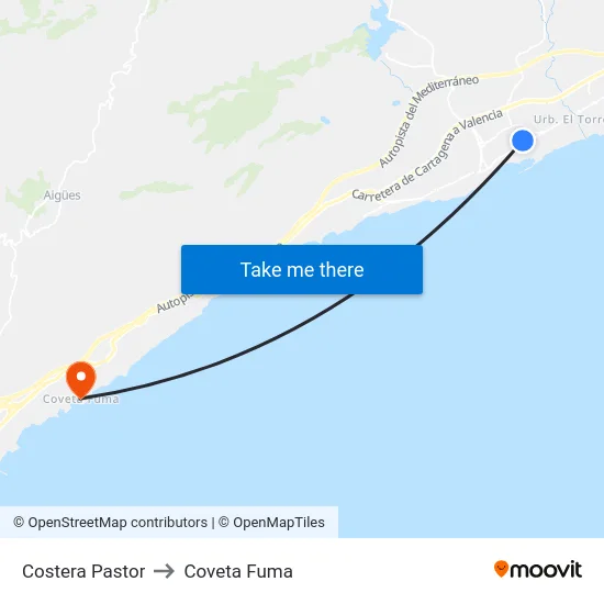 Costera Pastor to Coveta Fuma map