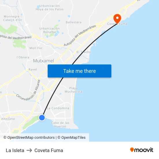 La Isleta to Coveta Fuma map