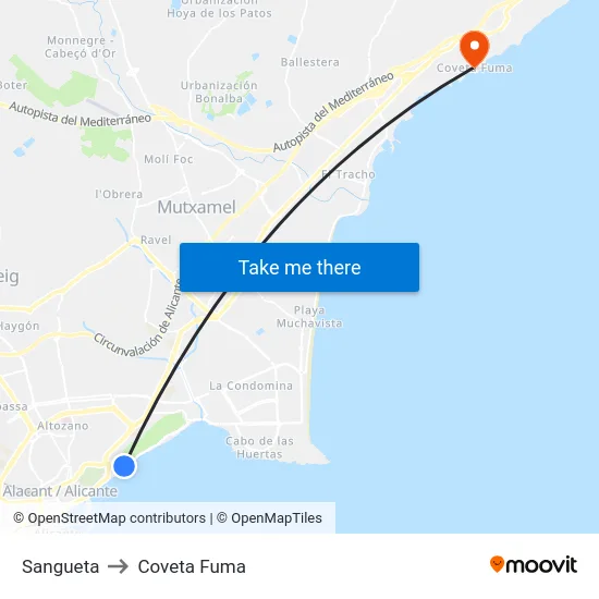 Sangueta to Coveta Fuma map