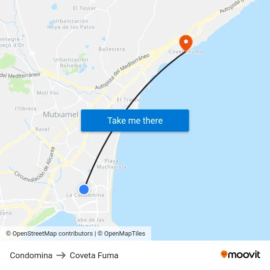 Condomina to Coveta Fuma map