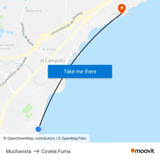 Muchavista to Coveta Fuma map